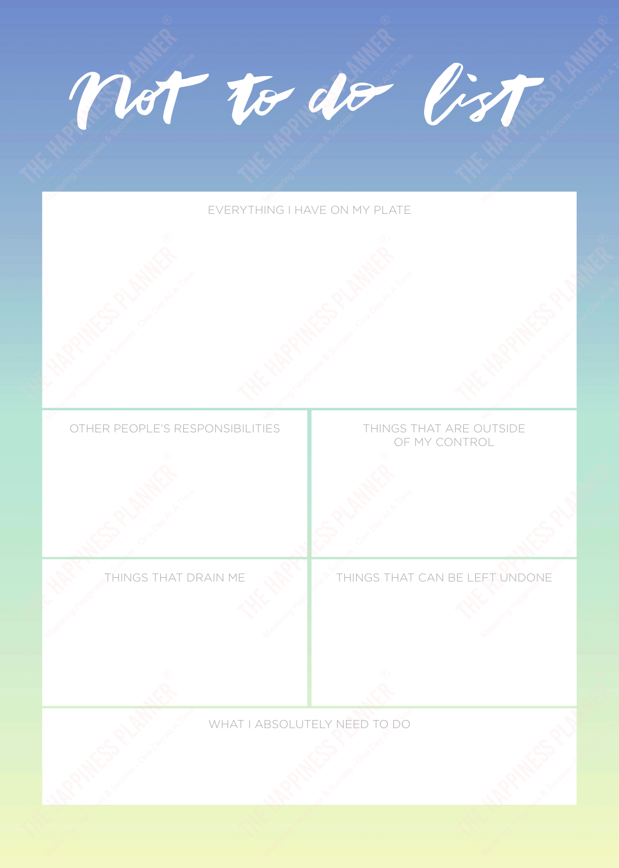Premium Printables: #Anxiety/Worry - The Happiness Planner®