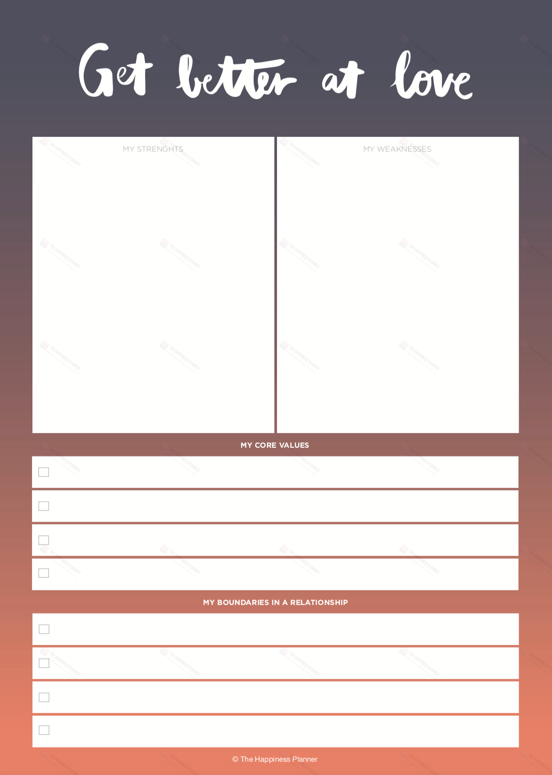 Premium Printables: #Love/Relationship - The Happiness Planner®