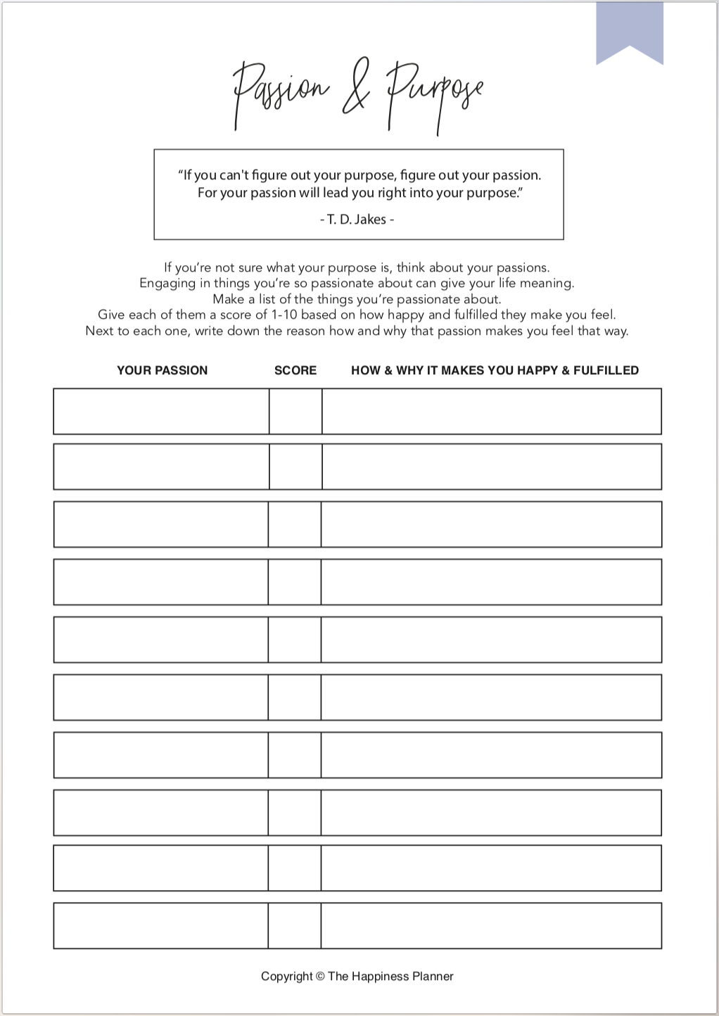 Printables: #Purpose - The Happiness Planner®