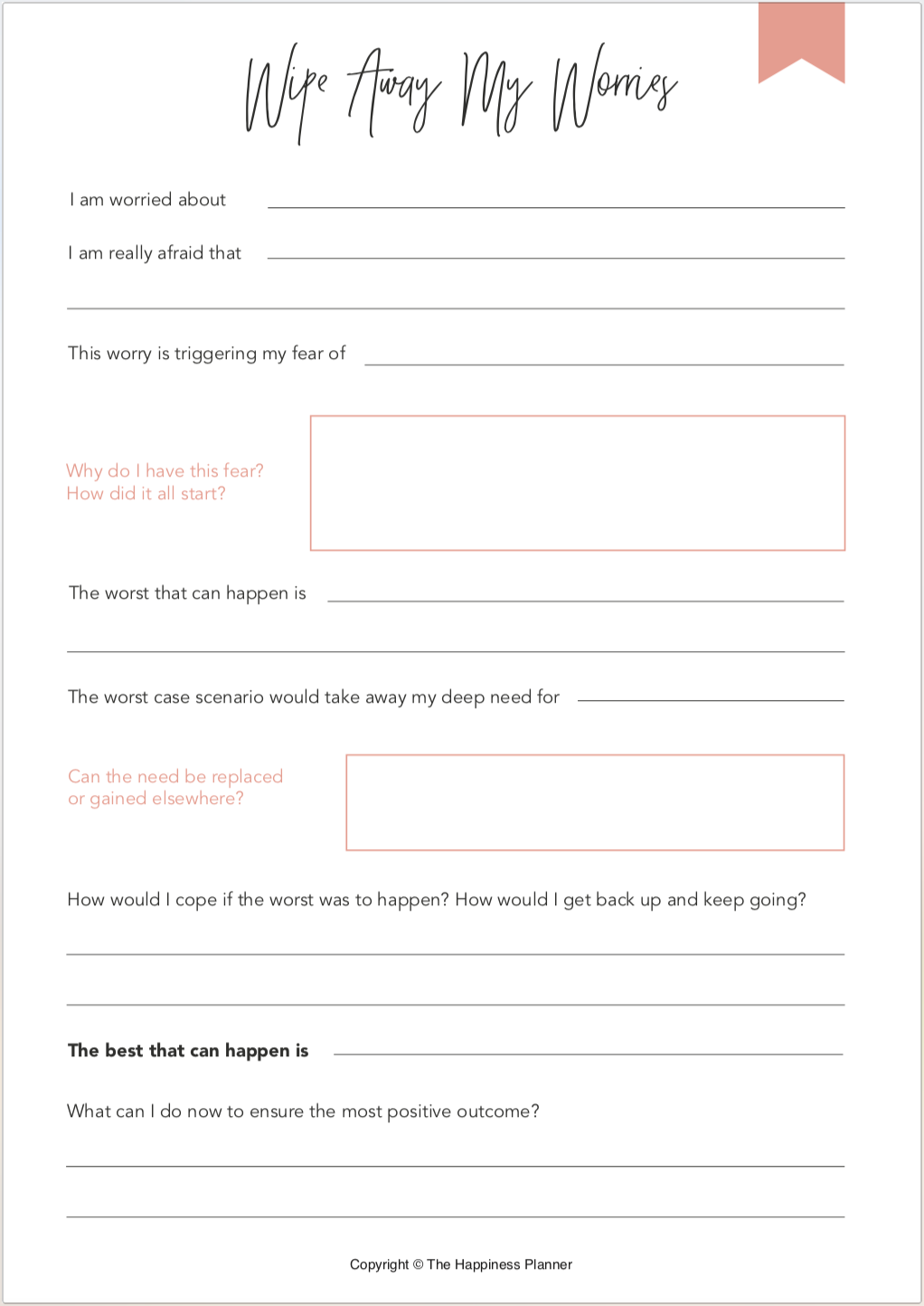 Printables: #Anxiety/Worry – The Happiness Planner® for Free Printable Anxiety Worksheets Pdf