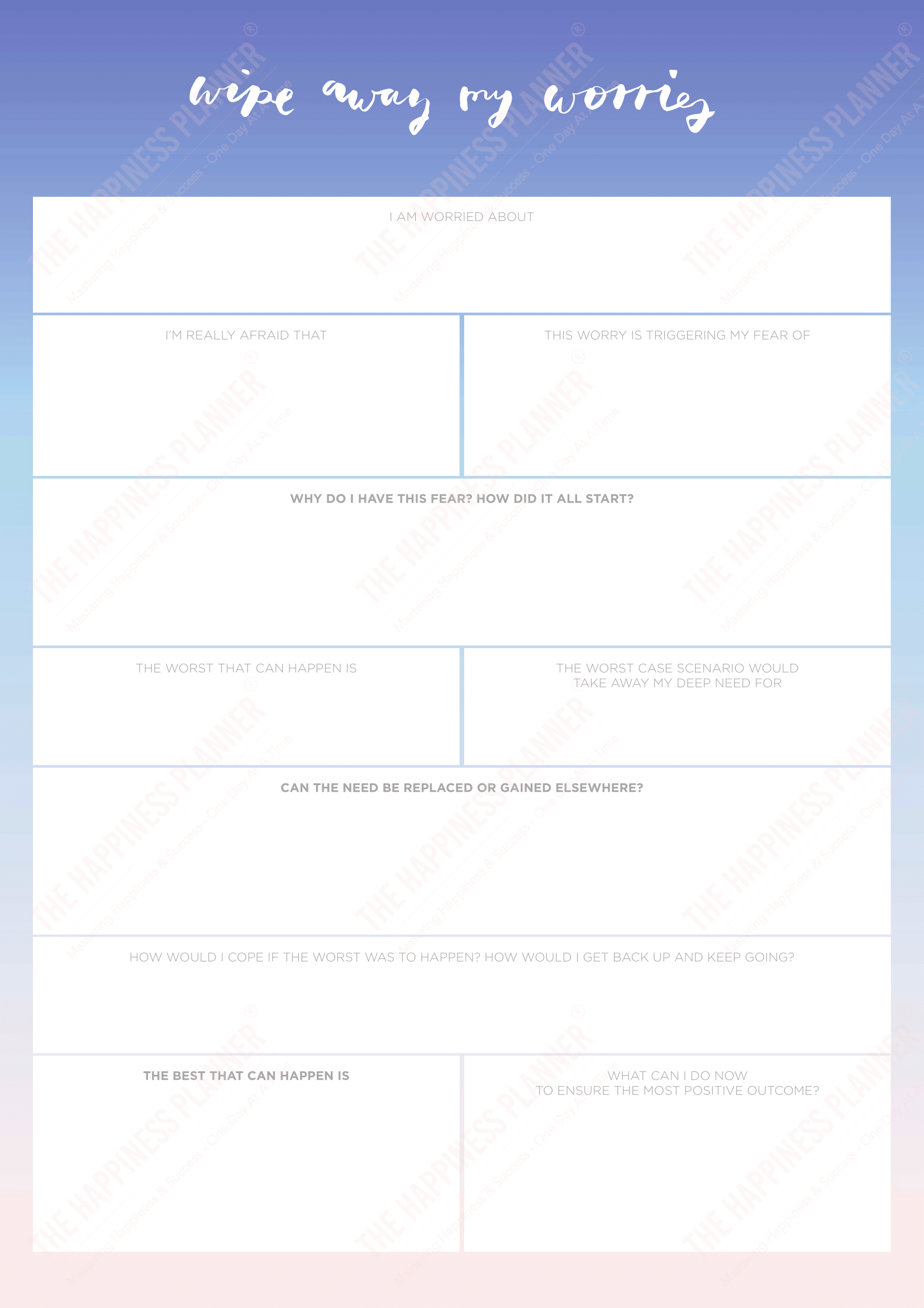 Premium Printables: #Anxiety/Worry - The Happiness Planner®