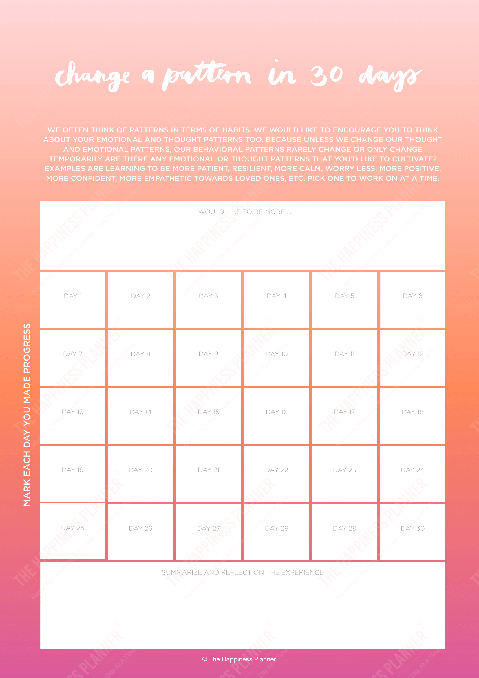 Premium Printables: #Habit/Pattern - The Happiness Planner®