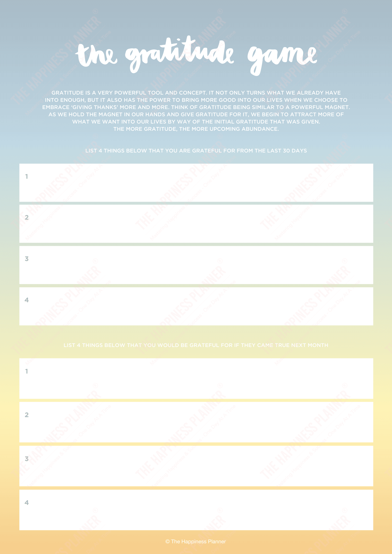 Premium Printables: #Gratitude - The Happiness Planner®