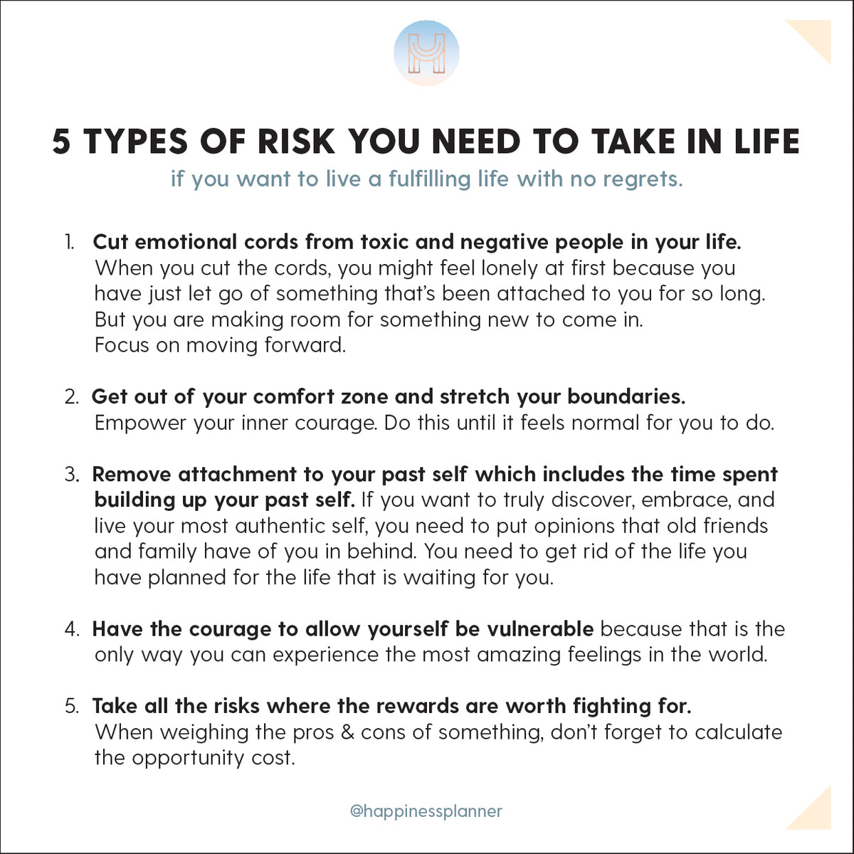 5 Types of Risk You Need To Take In Life – The Happiness Planner®