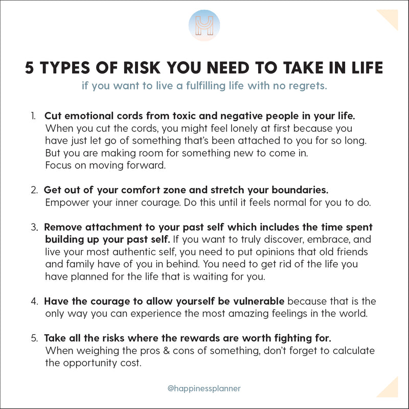 Life Goal Risks 5 Types of Risk You Need To Take In Life – The Happiness Planner®