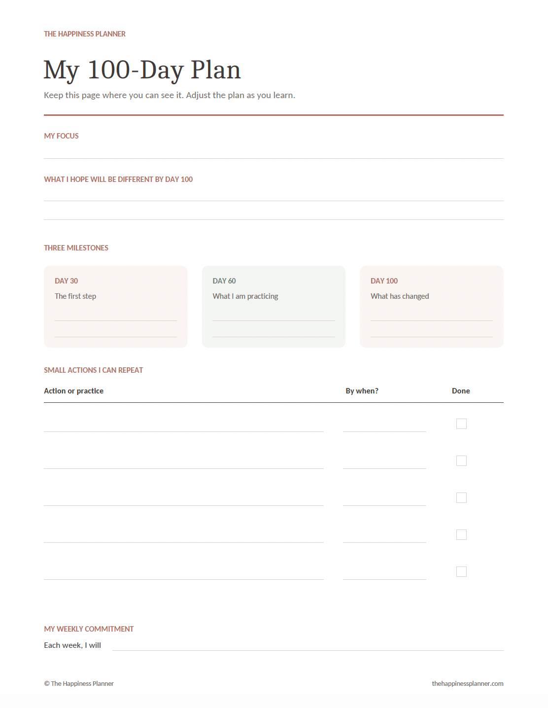 The Next 100 Days | Printable + Workbook