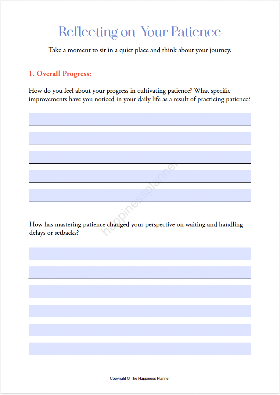 Patience Worksheet.pdf Worksheet: Mastering Patience – The Happiness Planner®