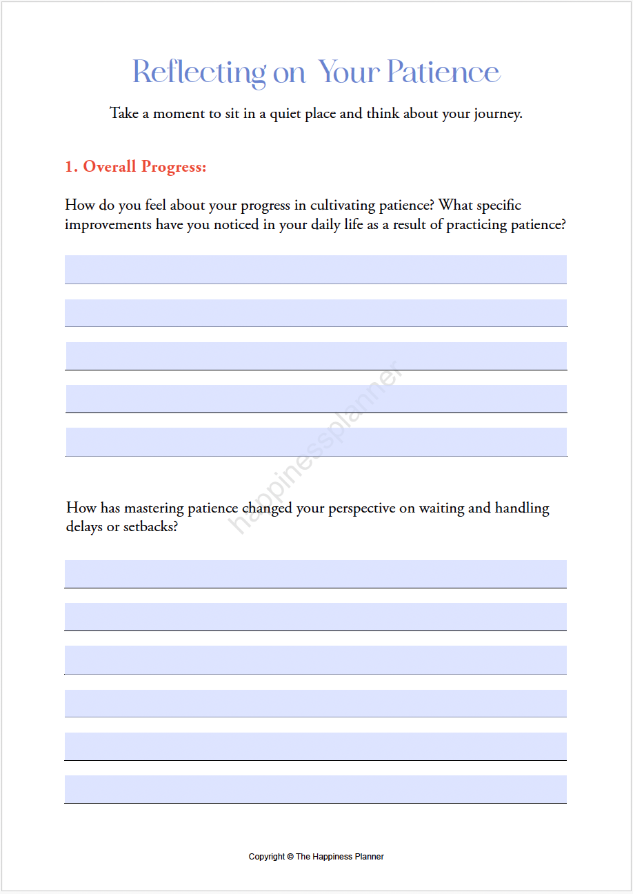 Worksheet: Mastering Patience