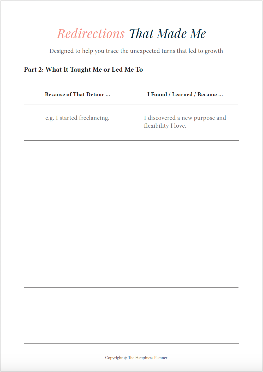 Printable Redirection Form Printable: Redirections That Made Me – The Happiness Planner®