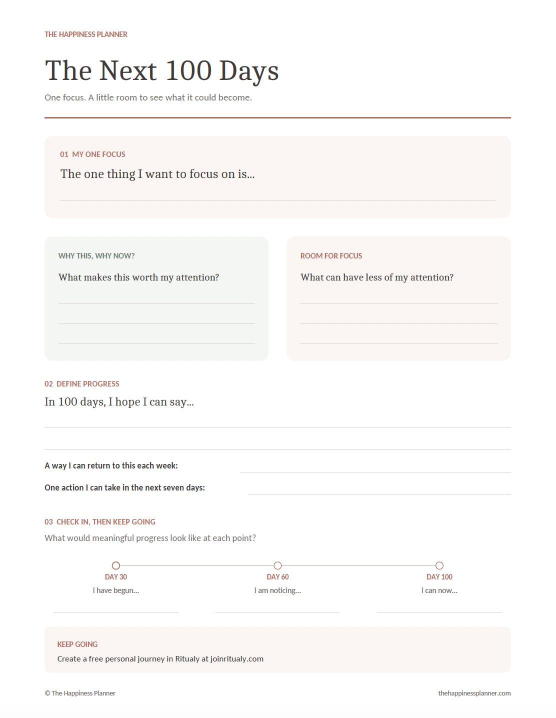 Printable: The Next 100 Days