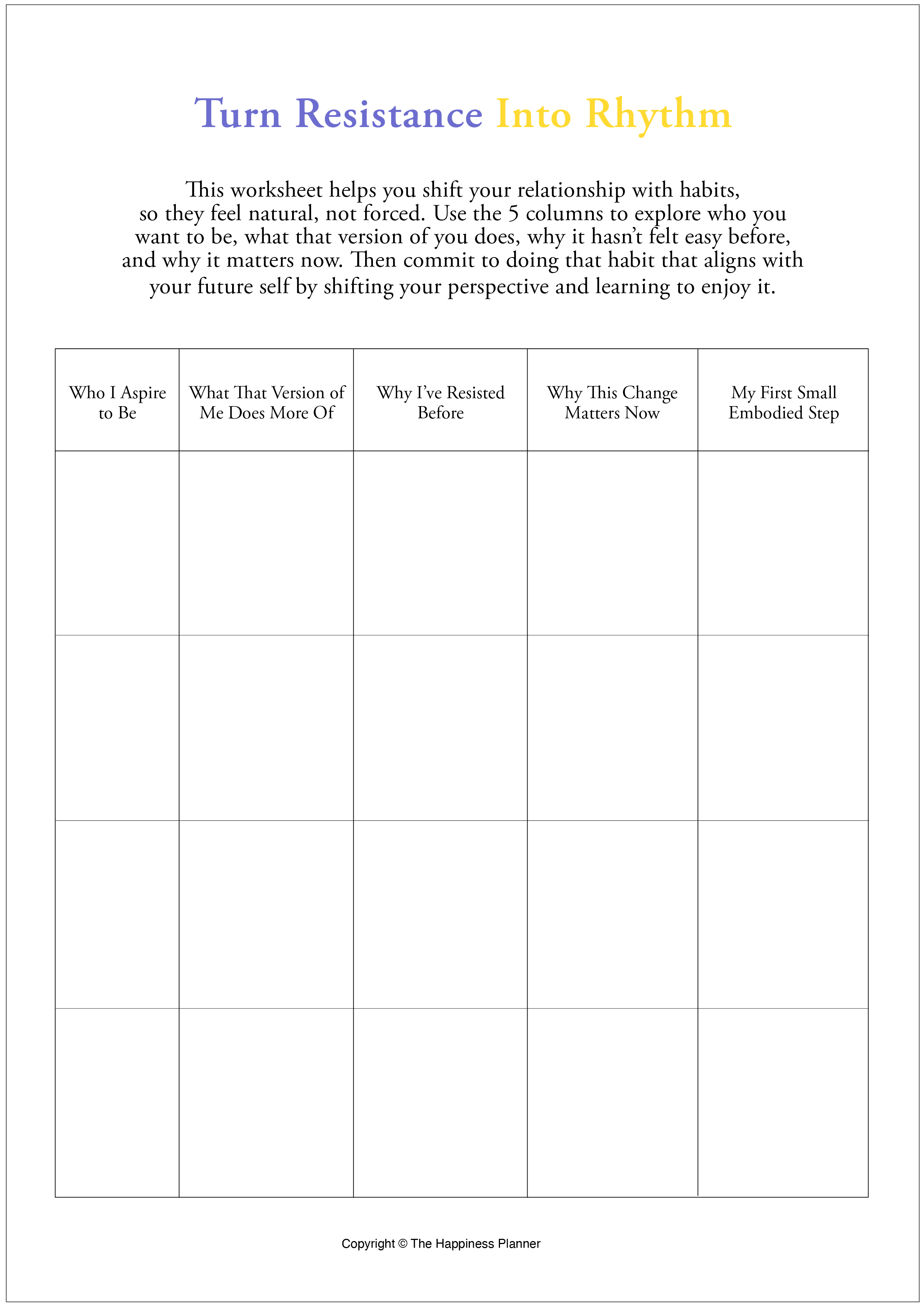 Printable: Turn Resistance Into Rhythm