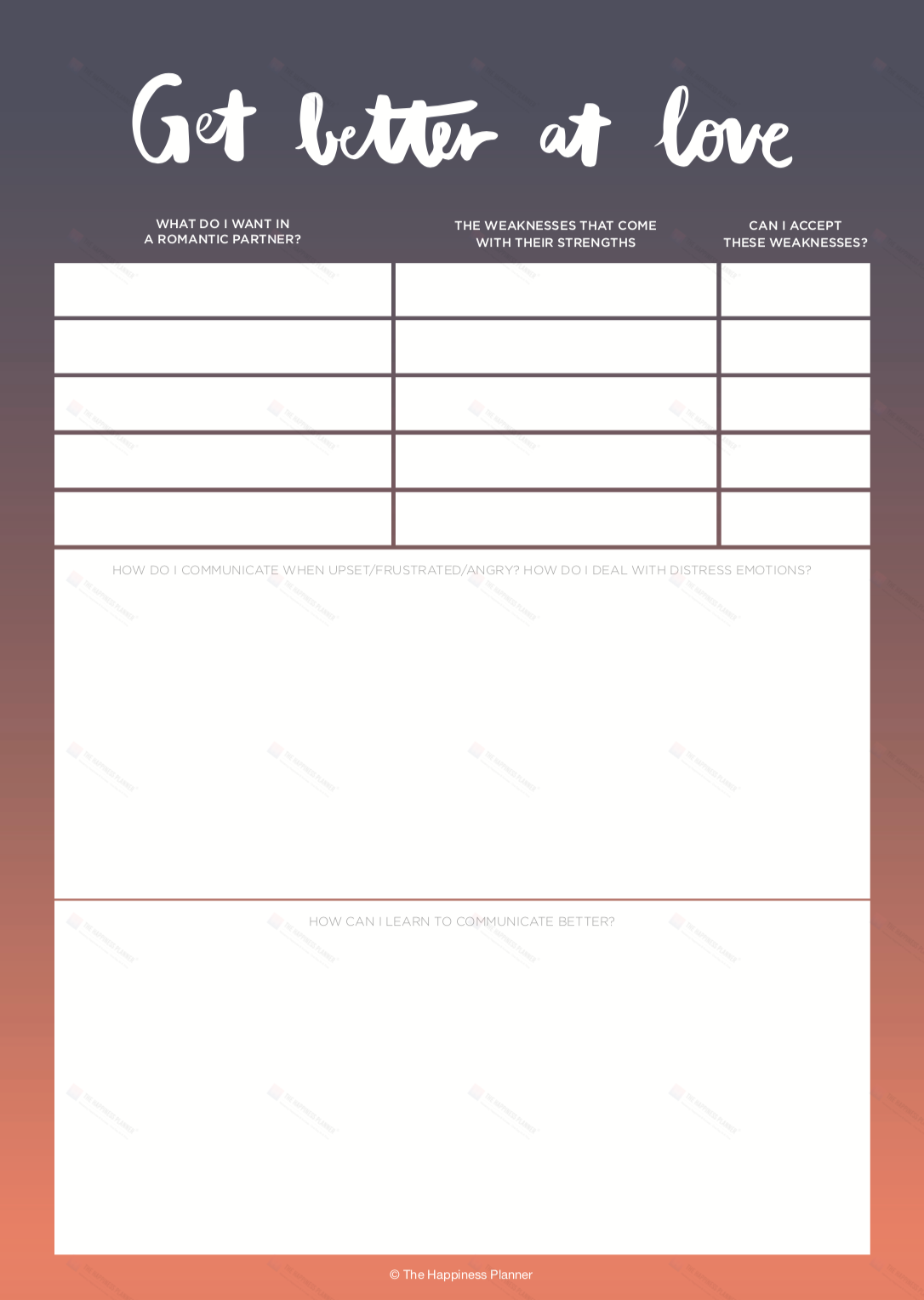 Premium Printables: #Love/Relationship - The Happiness Planner®