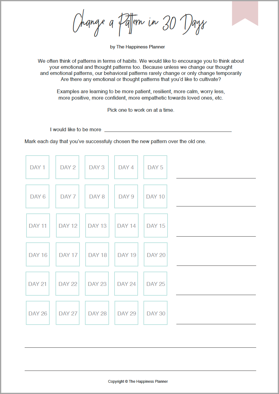 Printables: #Habit/Pattern - The Happiness Planner®