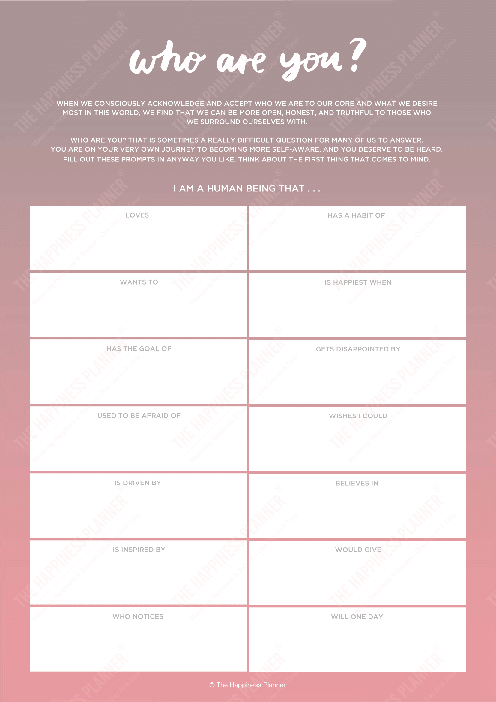 Premium Printables: #SelfAwareness - The Happiness Planner®